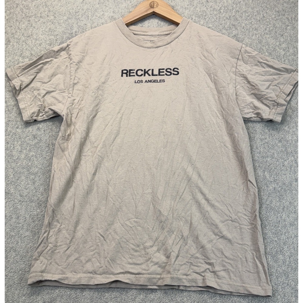 Young & Reckless Unisex T-Shirt Beige Short Sleeve Streetwear Graphic Cotton M